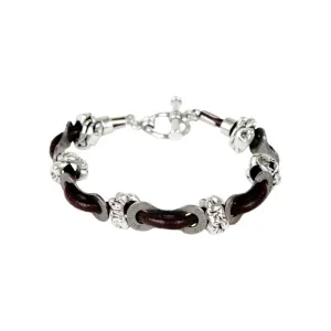Women's Leather Link & Bead Bracelet