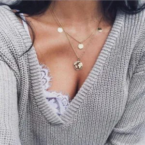 World Map 2-Layer Necklace - High-Quality Zinc Alloy, 17-21" Length with 2" Extender"