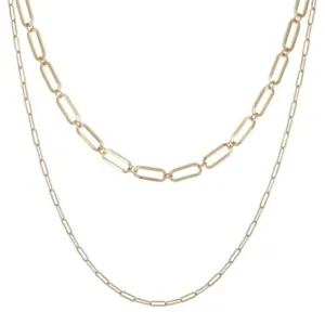 Worn Gold Double Chain Necklace