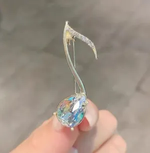 XSB145 - Crystal Musical Note Saree Brooch