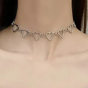 Y2K Heart Chain Necklace in Metal for Women