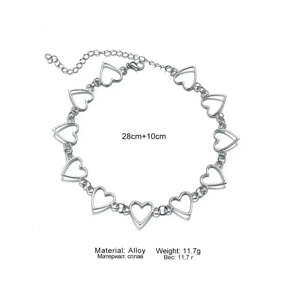 Y2K Heart Chain Necklace in Metal for Women