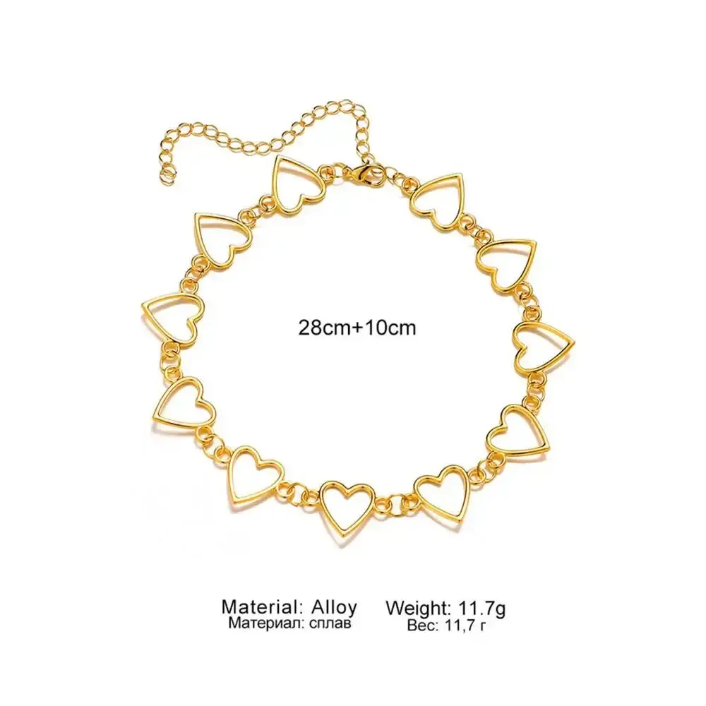 Y2K Heart Chain Necklace in Metal for Women