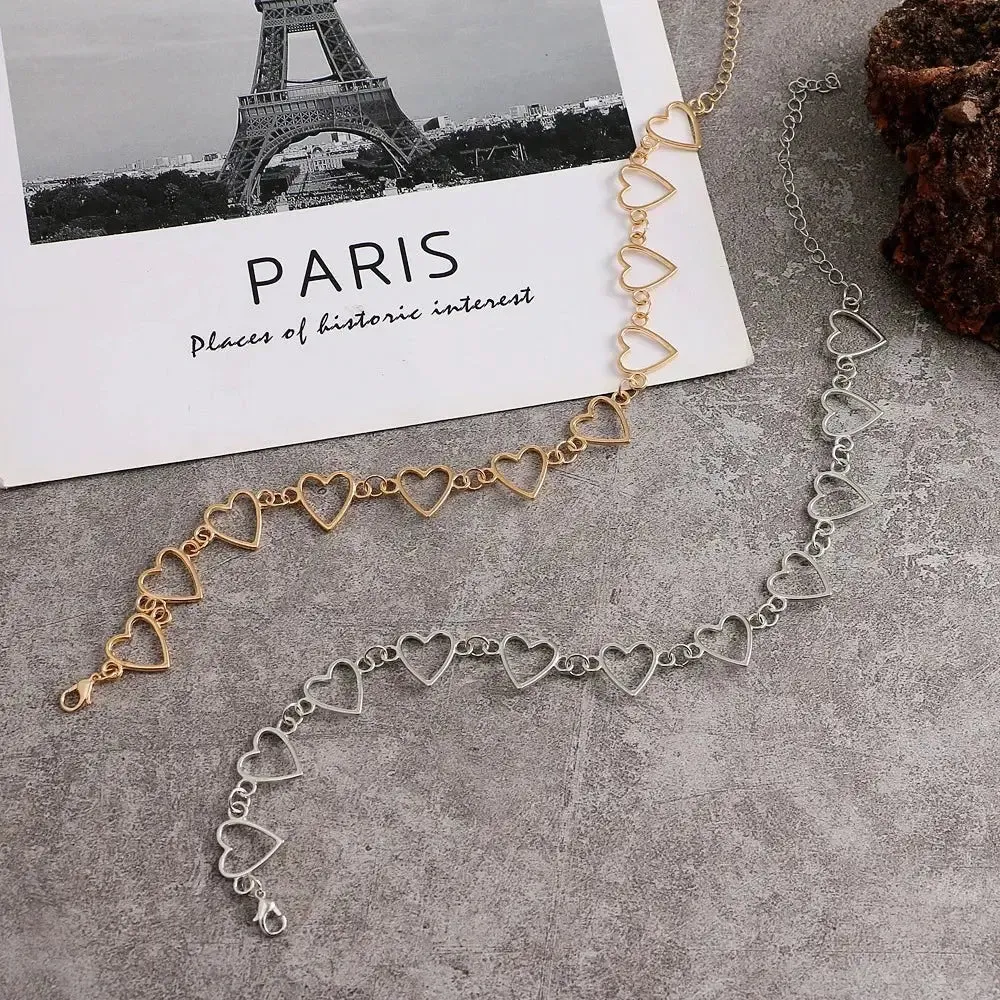 Y2K Heart Chain Necklace in Metal for Women