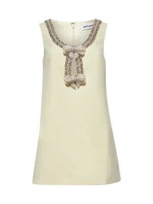 Yellow crepe bow mini dress