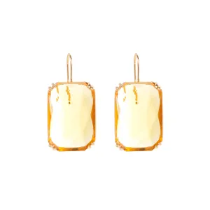 Yellow Crystal & 18K Gold-Plated Radiant-Cut Drop Earrings