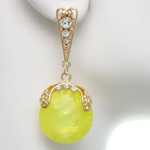 Yellow Iridescent Large Gemstone Post Earrings