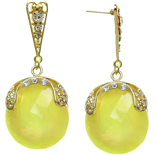 Yellow Iridescent Large Gemstone Post Earrings