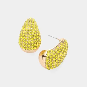 Yellow Rhinestone Teardrop Pageant Earrings | Interview Earrings |  631976