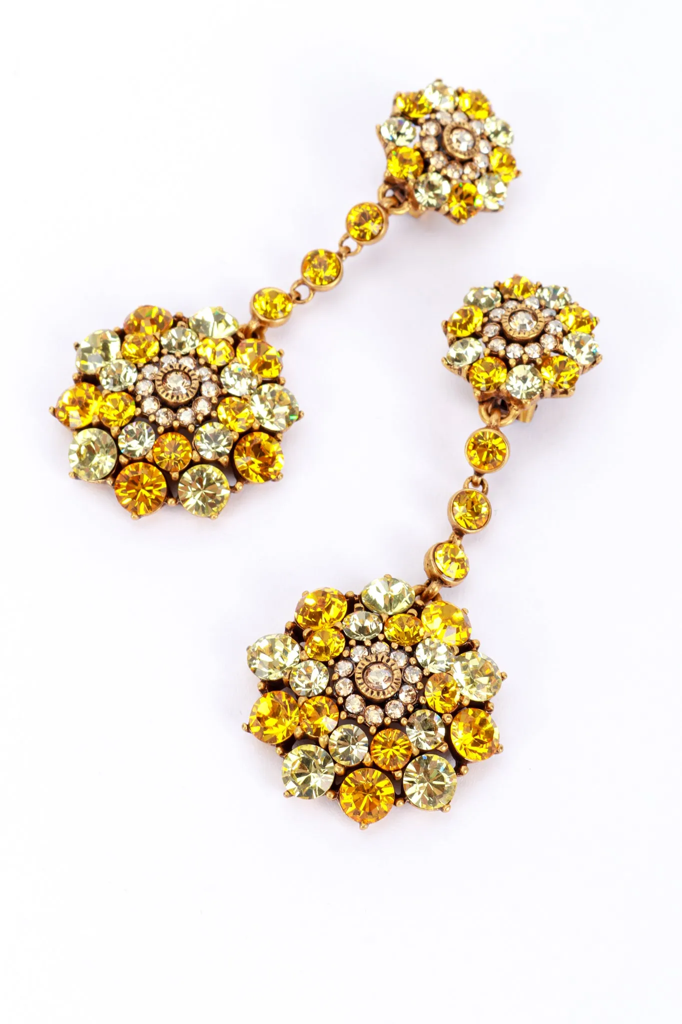 Yellows Crystal Flower Burst Drop Earrings