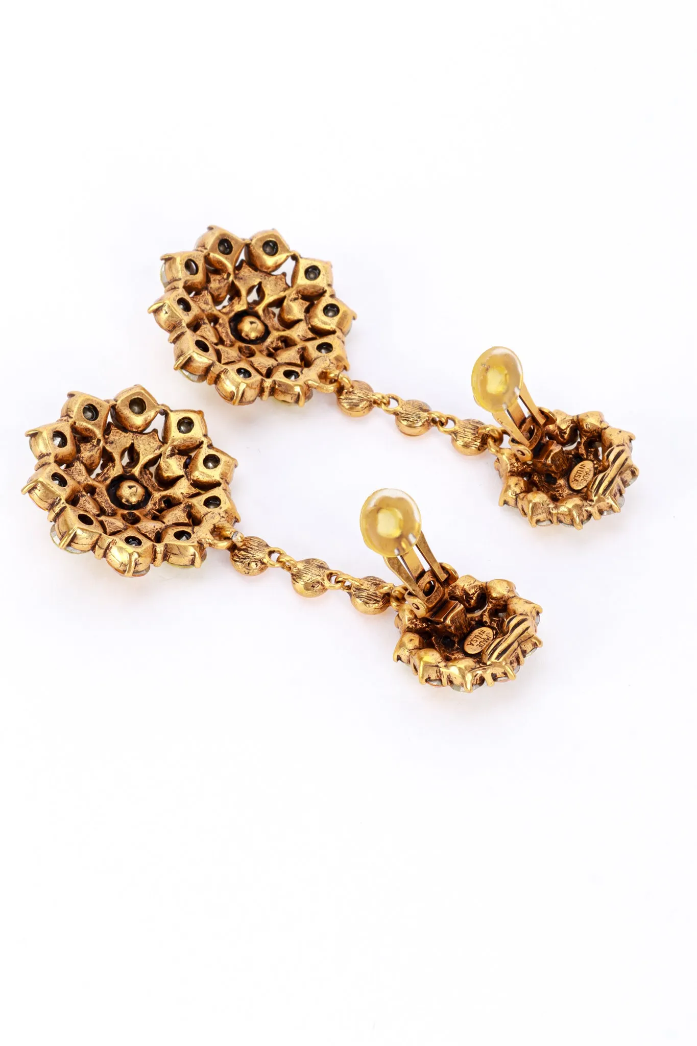 Yellows Crystal Flower Burst Drop Earrings