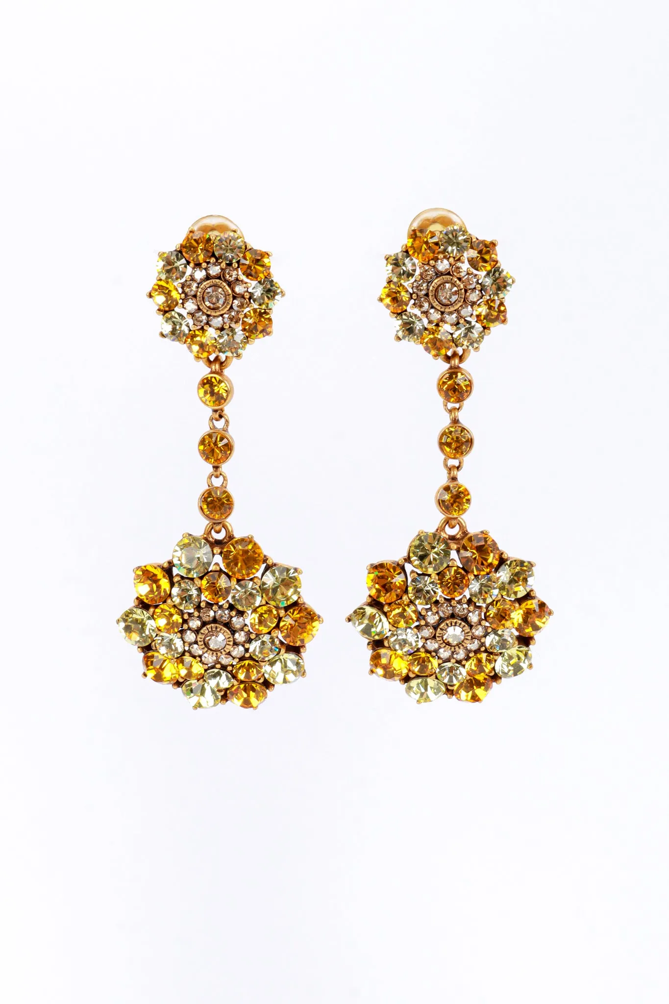 Yellows Crystal Flower Burst Drop Earrings