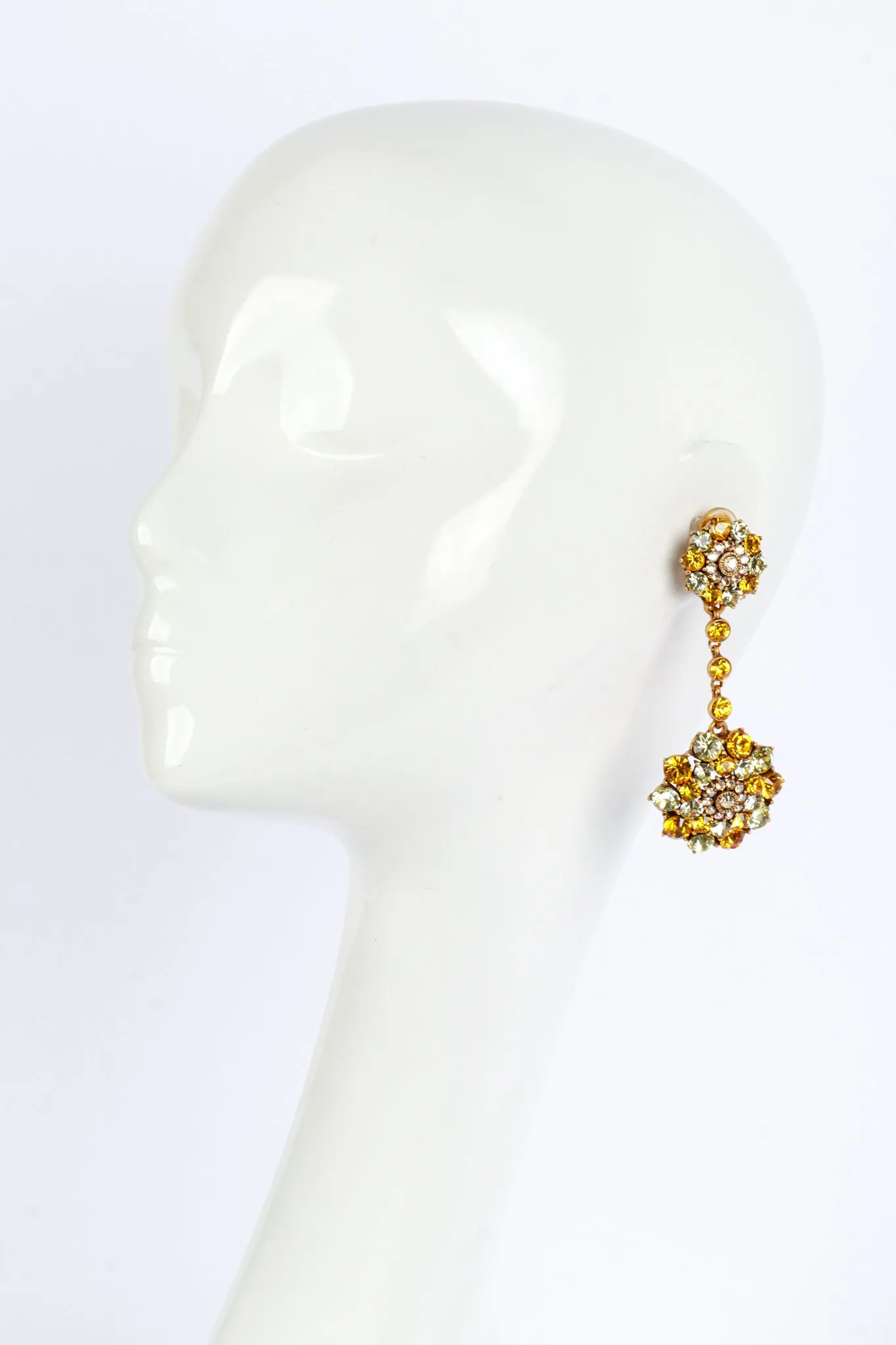 Yellows Crystal Flower Burst Drop Earrings