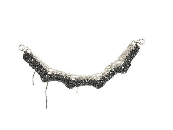Zig Zag Bracelet in Midnight   Silver