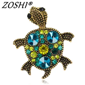 ZOSHI Tortoise With Glasses Shape Brooch Bright Enamel Esmalte Animal Clothing Accessories Women Brooches Hijab Pins Clips Gift