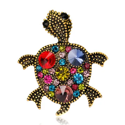 ZOSHI Tortoise With Glasses Shape Brooch Bright Enamel Esmalte Animal Clothing Accessories Women Brooches Hijab Pins Clips Gift